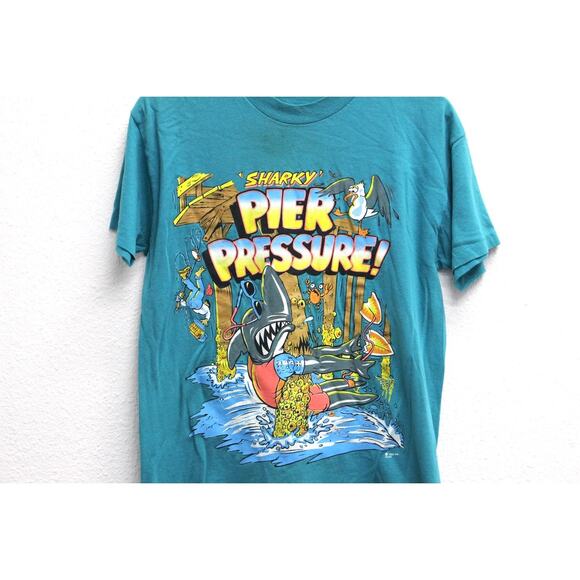 Vintage Sharky Pier Pressure Funny Beach T Shirt Medium - Picture 2 of 9
